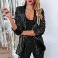 thumbnail image 2 of Sopiago Women Sequins Blazer Sequin Shimmer Jacket Casual Long Sleeve Glitter Party Shiny Lapel Coat Rave Outerwear Button Blazer Women Black,2XL, 2 of 7
