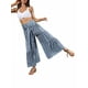thumbnail image 4 of VISgogo Pantalones casuales de playa para mujer, pantalones anchos de cintura alta con vendaje delantero, S/ M/ L/ XL VISgogo moda, 4 of 8