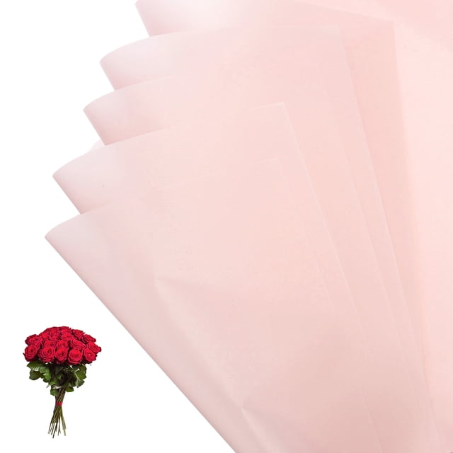 Papel para envolver flores Uxcell, papel de ramo impermeable de color sólido rosa, 20 hojas