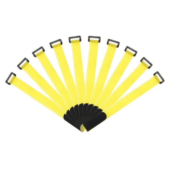 Uxcell Fastening Hook and Loop Cable Tie 12 Inch x 1 Inch Reusable with Buckle Yellow 10Pcs