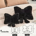 thumbnail image 4 of COOKCOK Bow Pillow, Soft Bow Decorative Throw Pillows with Faux Rabbit Fur, Cute 12" Bow Throw Pillows for Home Decor, Plush Pillow for Bedroom Sofa Couch, Black, 4 of 7