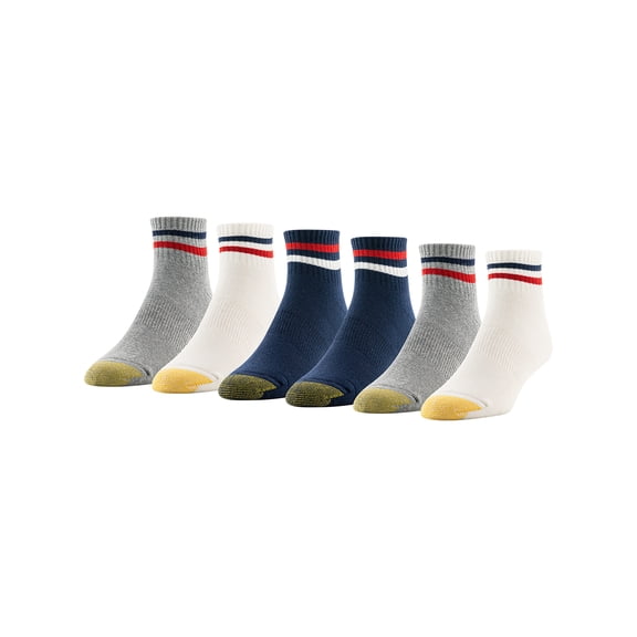 GoldToe Edition Mens Americana Quarter Socks Assorted, 6 Pack