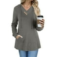 thumbnail image 3 of zbxnLI Long Sleeve Shirts for Women V Neck Fall Hoodies Loose Casual Tees Tunic Tops with Pocket, 3 of 7