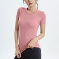 thumbnail image 3 of ClodeEU Women's Crewneck Short Sleeve T-Shirt,Slim FittedStretchy Bodycon Basic Tee Tops Orange,Womens Plus M, 3 of 3