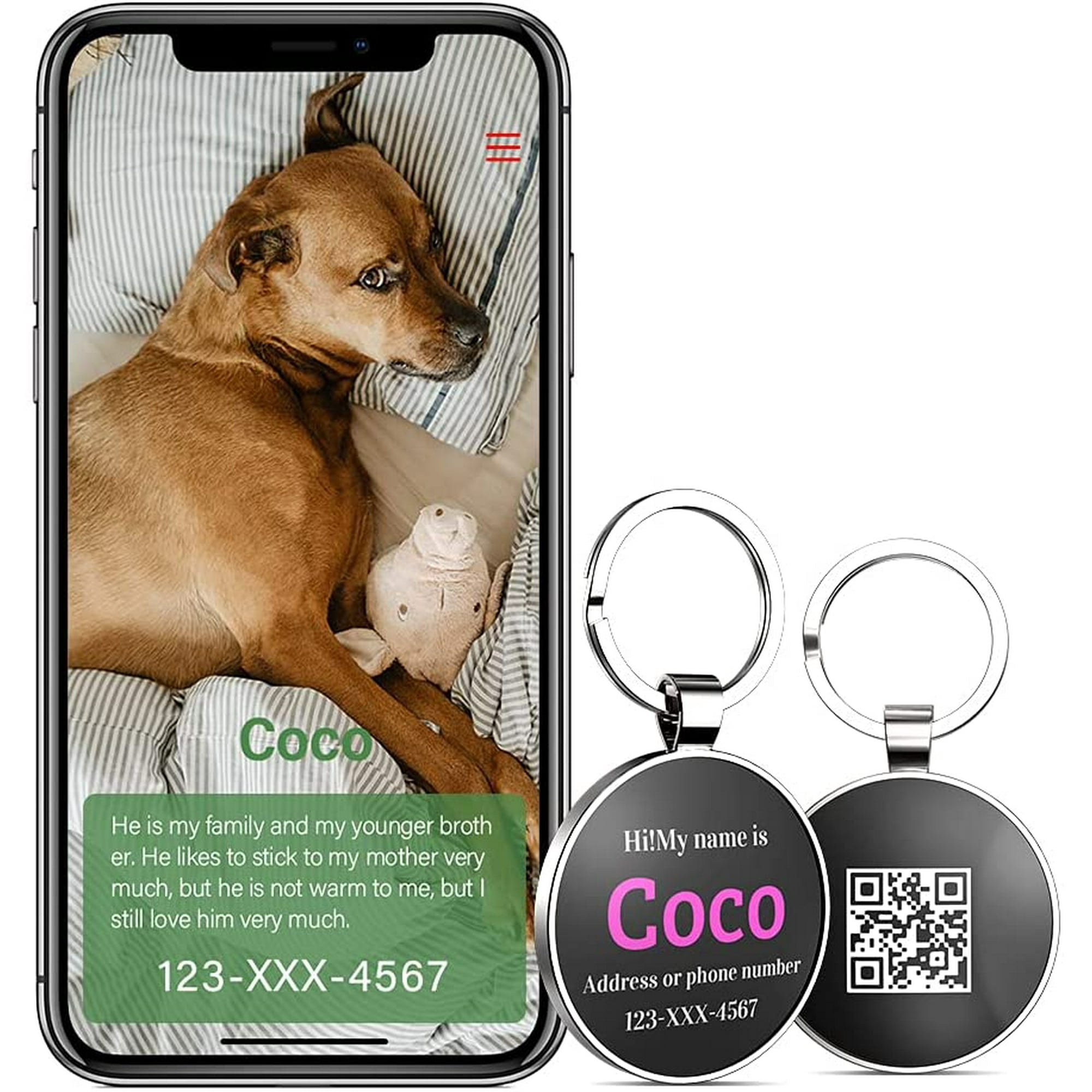 ZMLEVE Pet ID Tags Custom QR Dog tag Dog Tags Personalized Customizable Picture Text and with QR Links to Online Profile Emergency Contact Modifiablet Walmart