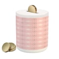 thumbnail image 1 of Geometric Piggy Bank, Diamond Shaped Enlarging Forms Rhombus with Simple Striped Lines Image, Ceramic Coin Bank Money Box for Cash Saving, 3.6" X 3.2", Pale Pink, by Ambesonne, 1 of 4