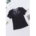 thumbnail image 4 of Women's Black Contrast Mesh Knit Short Sleeve T-shirt, 4 of 13