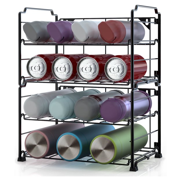 Adjustable Water Bottle Organizer Storage, Auledio 2Tier Stackable Water Bottle Holder Rack