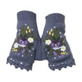 thumbnail image 6 of Fingerless Gloves for Women Hand Embroidered Flower Knitted Fingerless One Size Winter Gloves, 6 of 7