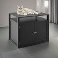 thumbnail image 2 of Demi Bonn 31" Cat Litter Box Enclosure Furniture, Cat Litter Box Cabinet Hidden with Storage Shelf, Cat House with Doors and Divider, Black, 2 of 8
