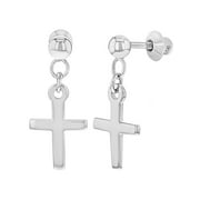 Cross Earrings 925 Sterling Silver Cross Dangle Earrings Safety Backs Young S