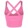 thumbnail image 3 of A2Y Women's Solid French Terry Cotton Back Cross Crop Top Pink S, 3 of 3