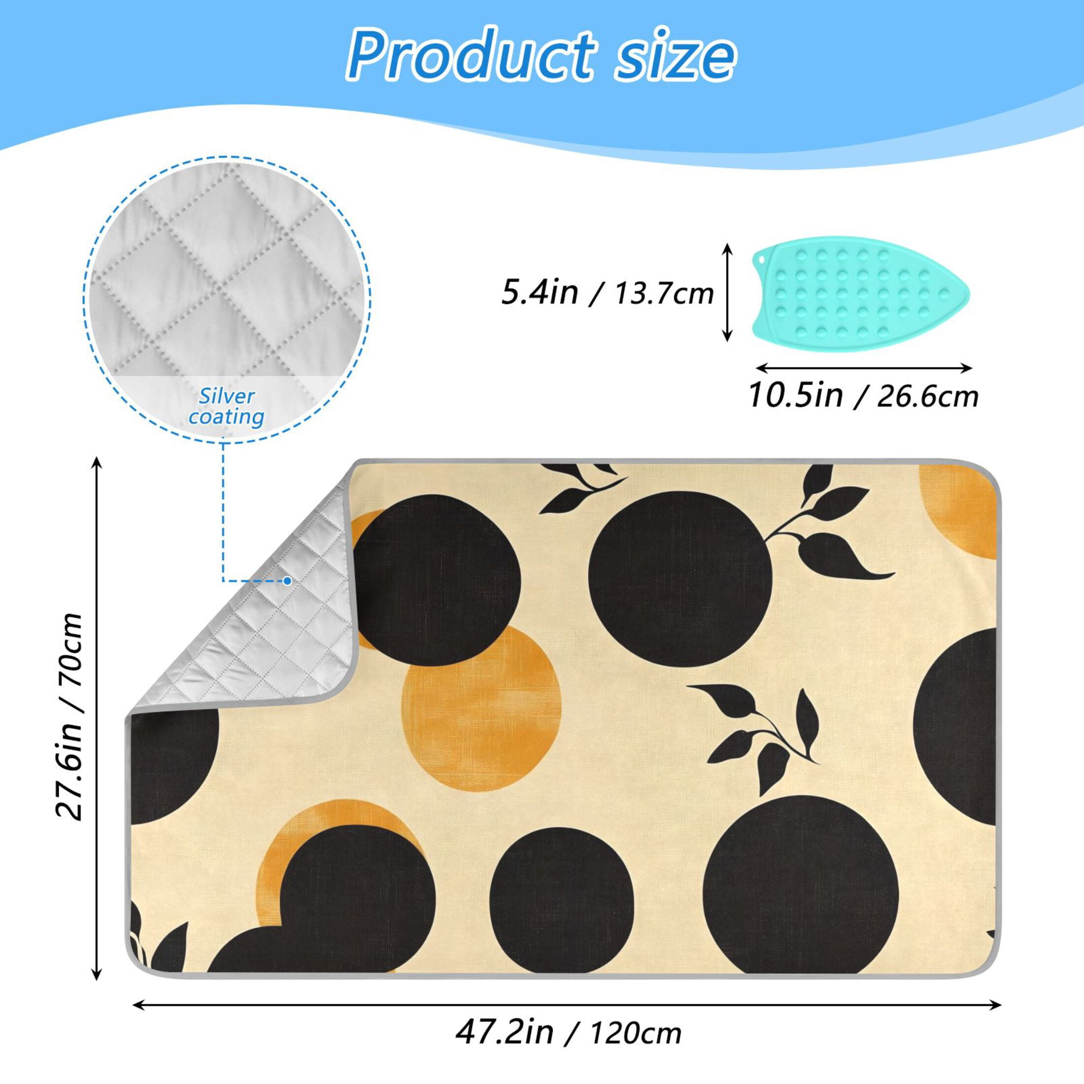 Round Black and Yellow Ironing Mat Blanket for Table Top Travel Portable Ironing Board Pad 47.2x27.6 Inch