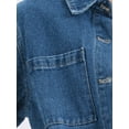 thumbnail image 5 of INSPIRE CHIC Women's Dress Denim Button Down Curved Hem Long Sleeve Midi Jean Shirt Dresses XL Blue, 5 of 6