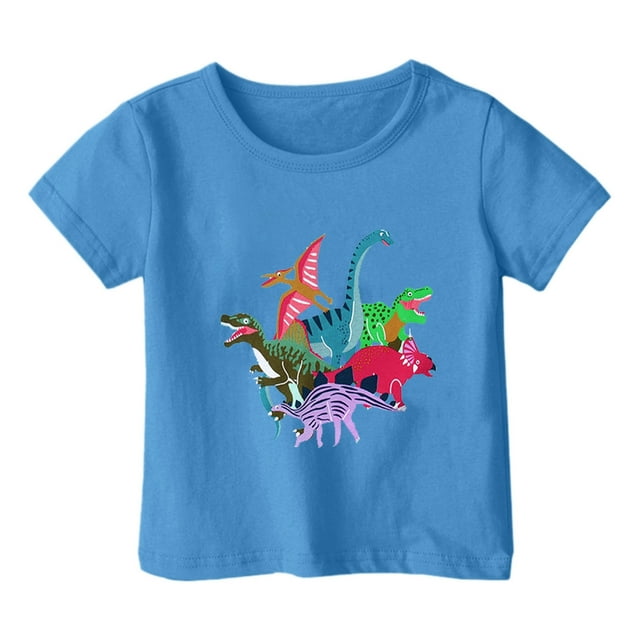 PMVFHDE Hauts Garçons Mode Décontractée Imprimé Col Rond Manches Courtes T-Shirt Bleu, 4-5 Ans