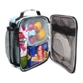 thumbnail image 4 of Insulated Square Lunch Bag with Side Mesh Pocket Fashion Lunch Box Reusable Lunch Tote 10.5" x9.5" x3.5" Cartoon Dog Faces and Bones, 4 of 6