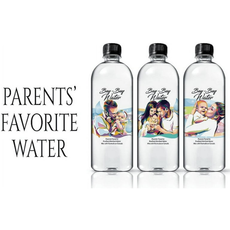 Bay Bay Water - Agua destilada purificada para bebés - 16.9 onzas - Uso  para beber diariamente, fórmula infantil, leche y cereales para bebés - Sin