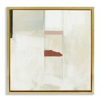 Stupell Industries Abstract with Terracotta Accent Abstract Painting Gold Floater Framed Canvas Art Print Wall Art, 18 x 18