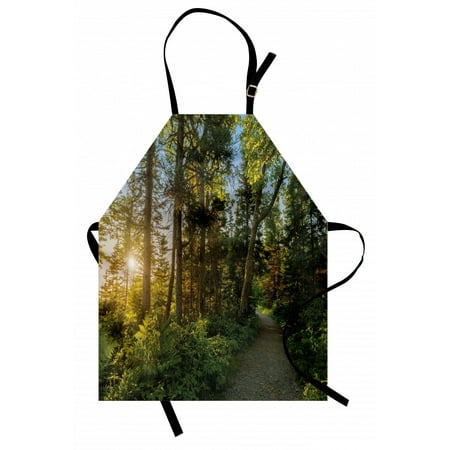 

Landscape Apron National Park in Cape Breton Highlands Canada Forest Path Trees Tranquility Photo Unisex Kitchen Bib Apron with Adjustable Neck for Cooking Baking Gardening Blue Green by Ambesonne