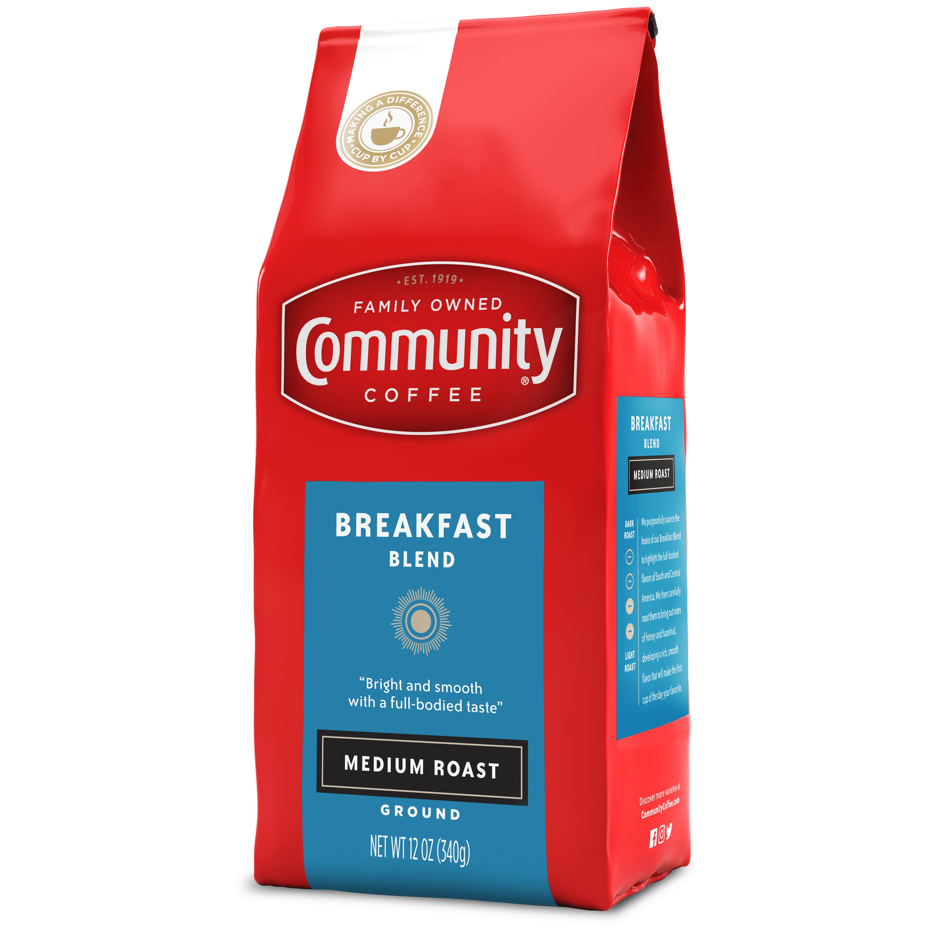 (6 pack) Community Coffee Breakfast Blend Medium Roast Ground 12 oz Gable Top