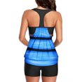 thumbnail image 4 of Bathing Suit for Women Wycnly Womens Tankini Swimsuits Modest Swimsuit for Women Fashion Striped Print Racerback Tankini Sets Ladies Two Piece Swimwear Beachwear with Shorts, 4 of 6