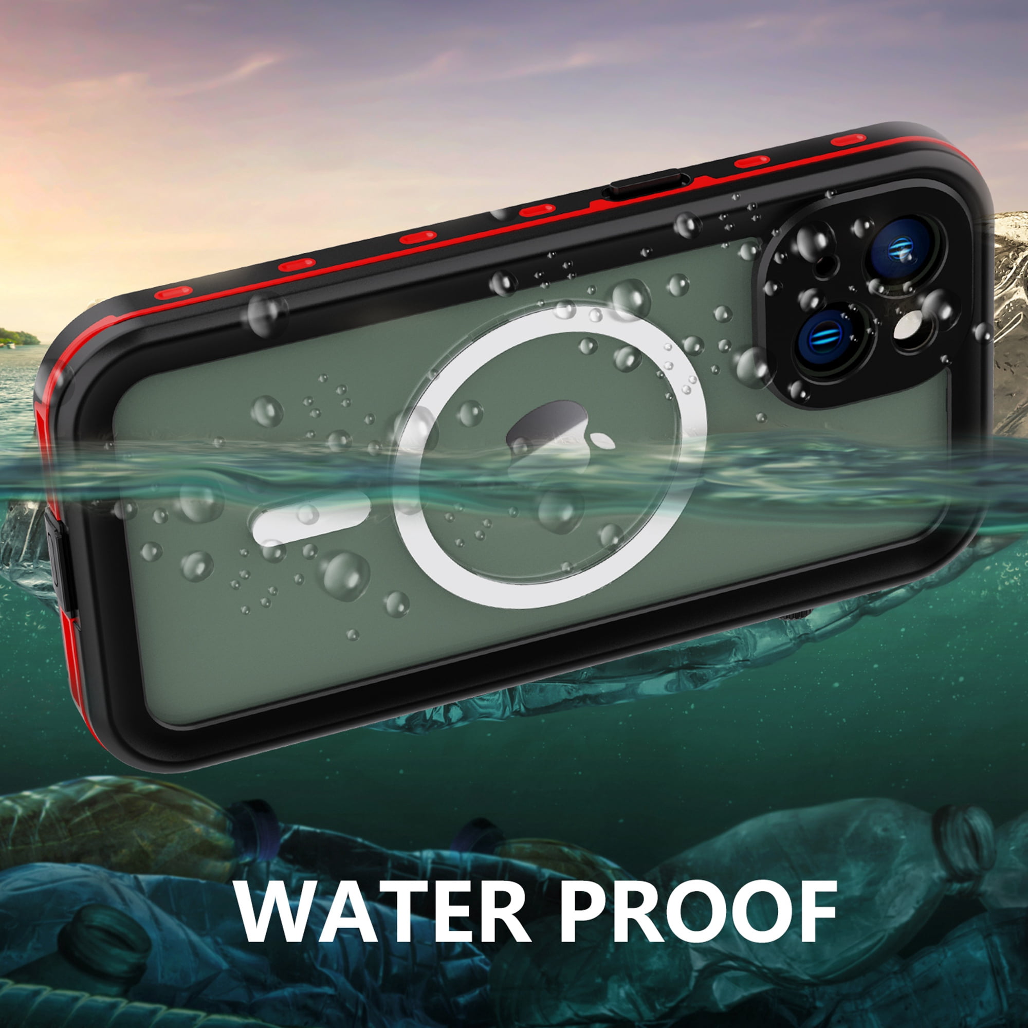 iPhone 14 Waterproof Case, Dteck Full Body Heavy Duty Protection Full Sealed Cover Shockproof Dustproof Built-in Clear Screen Protector Rugged Case for Apple iPhone 14 6.1 inch 2022,Red