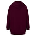 thumbnail image 2 of Hoodies for Women Zpanxa Women's Solid Color Zip up Hoodie, Long Tunic Sweatshirts Jackets, Plus Size Winter Warm Coats, Mid Length Hoodies Jackets Outwear with Pockets Purple Red S, 2 of 4