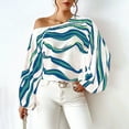 thumbnail image 2 of qolati Women's Lantern Sleeve Shirts Sexy One Shoulder Printed Long Sleeve Tunic T Shirt Casual Loose Business Office Dressy Pullover Blouse Tops, 2 of 3