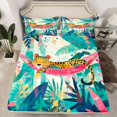 thumbnail image 2 of Feelyou Kawaii Leopard Cheetah Twin Sheet Sets, Green Leaves Botanical Twin Fitted Sheet, Cute Jungle Animal Flat Sheet, Microfiber Bedroom Decor, 3pcs, 2 of 7
