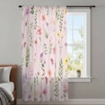 thumbnail image 4 of Pink Spring Floral Sheer Curtains 63 Inches Long, Flowers Botanical Elegant Pastoral Light Filering Curtains, Breathable Simi Curtain Privacy Drapes for Living Room Bedroom Window Treatment, 4 of 9