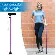 RMS Walking Cane - Adjustable Walking Stick - Lightweight Aluminum Offset Cane with Ergonomic Handle and Wrist Strap - (Lavender)