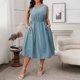 thumbnail image 1 of mfyjkho Vestidos para mujer, Vestido de verano de talla grande para mujer, sin mangas, con cuello redondo y estampado a la moda Vestidos maxi para mujer xxxl, 1 of 9