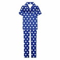 thumbnail image 5 of hotojiny Womens 2 Piece Pajamas Set Soft Button down Pjs Set Short Sleeve Shirts Sleepwear Lounge Sets with Long Pants, 5 of 6