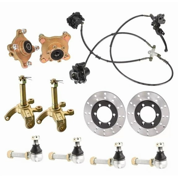 ATV 4 Stud Front Wheel Hub Front Brake Disc Rotor Steering Knuckle Spindle Brake Caliper Kit for 250cc 200cc 150cc 125cc Go Kart Quad Dirt Bike ATV Motorcycle Buggy 4 Wheelers