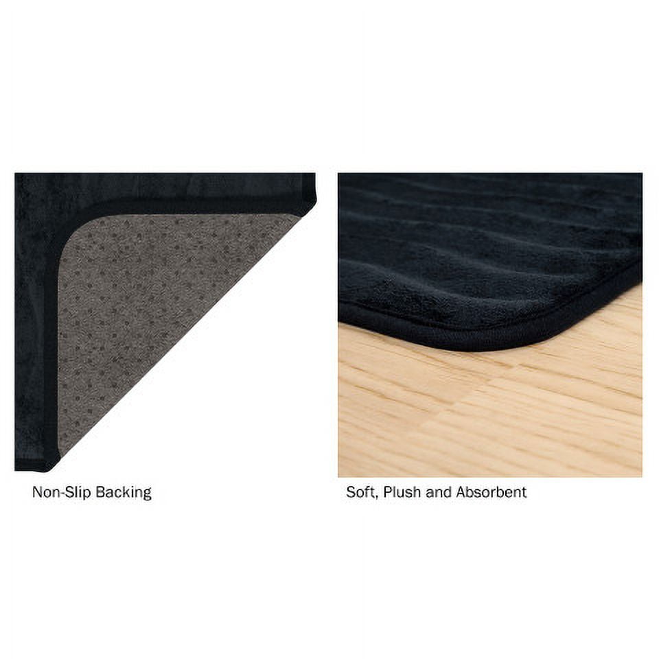 Somerset Home Microfiber Memory Foam Bathmat, Oversized Padded Nonslip Accent Rug, Black