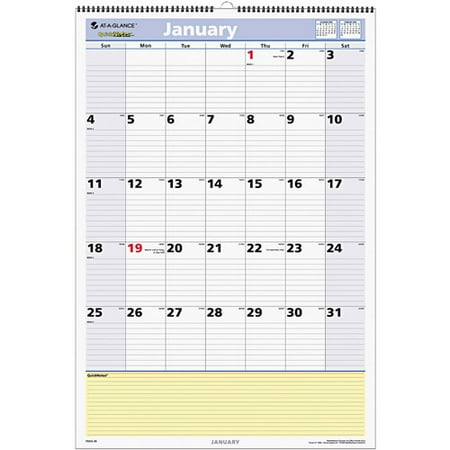 QuickNotes Wall Calendar, 13 Mths Jan-Jan,15-1/2x22-3/4