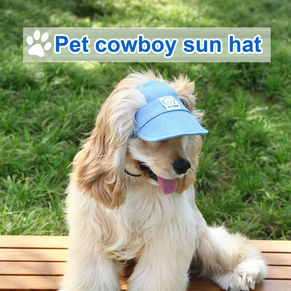sunsanly Pet Hat Dog Sun Hat Sunscreen Baseball Cap with Ear Holes for Small Medium Large Dogs Outdoor Sports Cosplay Party Photos Travel Sun Protection Adjustable Strap Pet Accessories