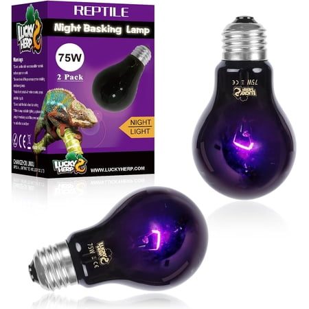 Reptile Heat Lamp 75W 2 Pack, Reptile Night Heat Bulb, Reptiles & Amphibians Basking Spot Light Bulb for Bearded Dragon, Lizard, Snake, Turtle, Chameleon