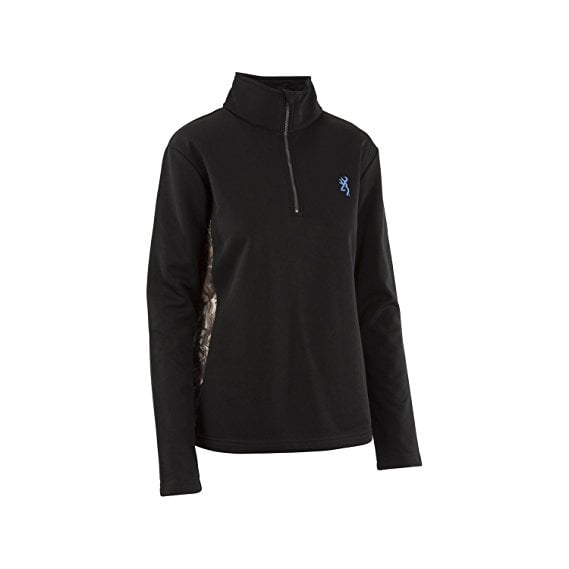 Browning Womens Pieced 1 4 Zip Jacket, Realtree Xtra Camo, Black, Small by Browning