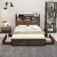 thumbnail image 2 of Gymax Full Size Bed Frame w/ Bookcase Headboard & 4 Storage Drawers Vintage Brown, 2 of 10