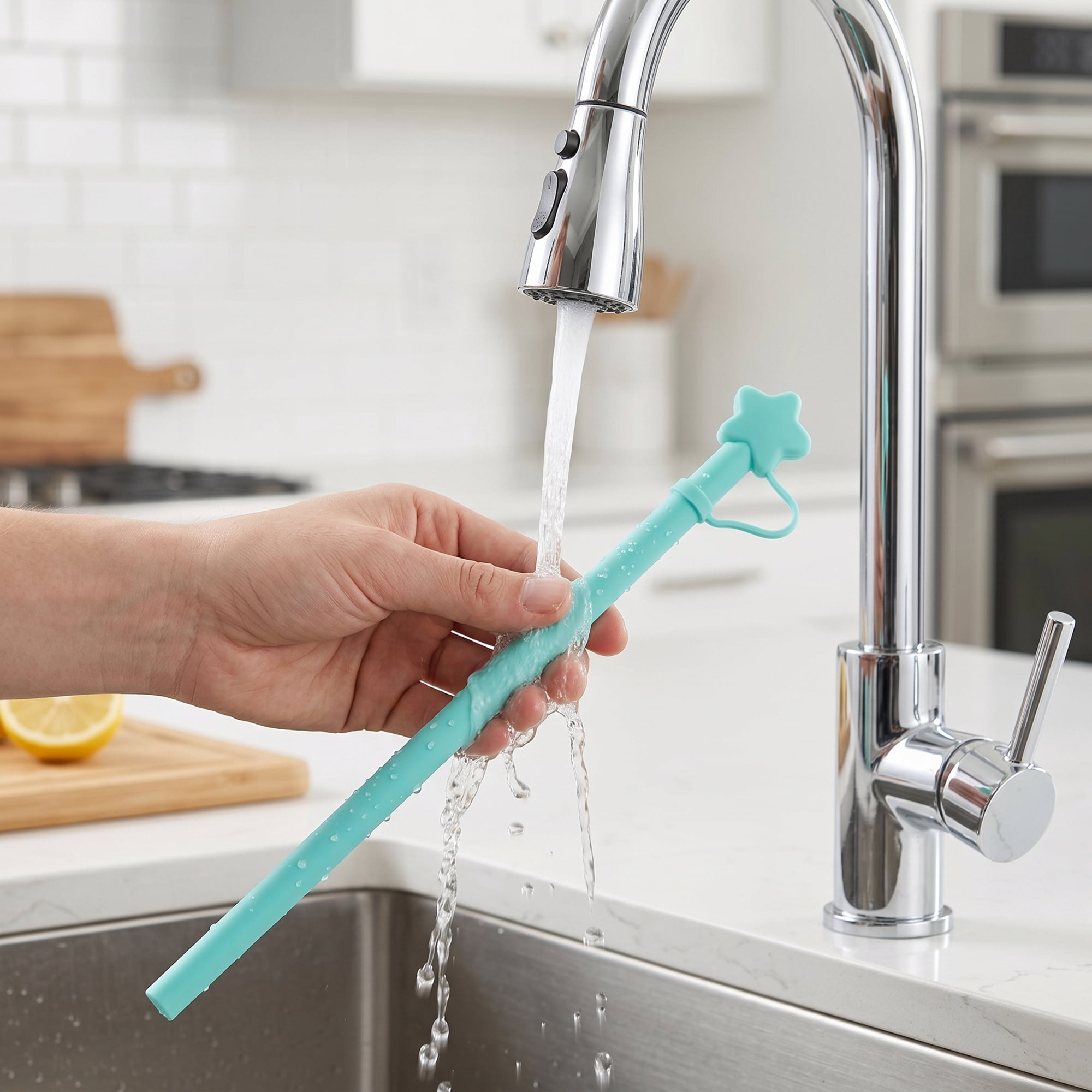 Unique Bargains 6Pcs Reusable Silicone Straws Drinking Straws Blue B