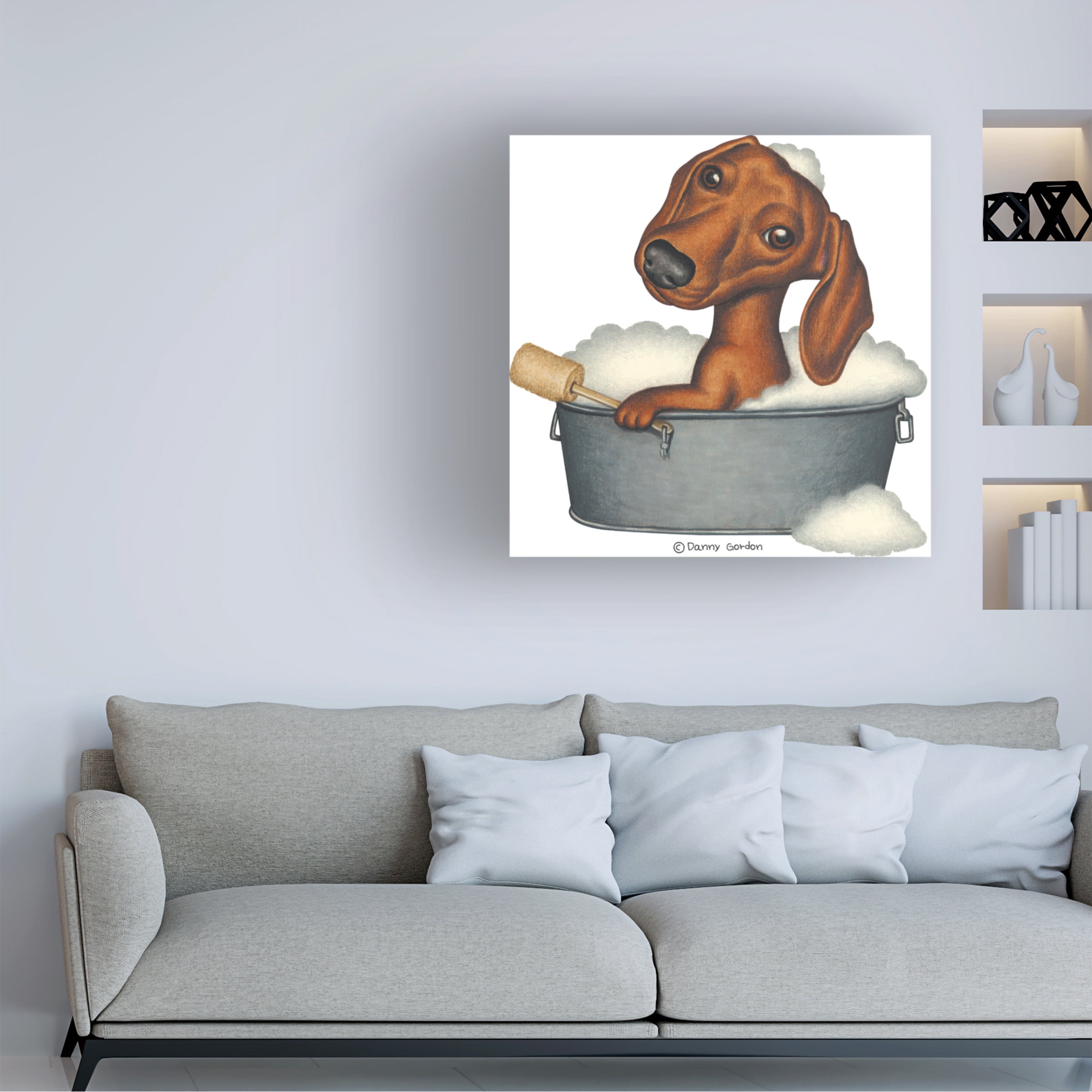 Danny Gordon Art 'Brown Dachshund Bubble Bath' Canvas Art
