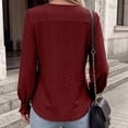 thumbnail image 4 of Cilsoka Womens Long Sleeve Shirts Fall 2026 Crew Neck Dressy Casual Blouses Eyelet Tunic Tops Fashion Outfits Clothes, 4 of 5