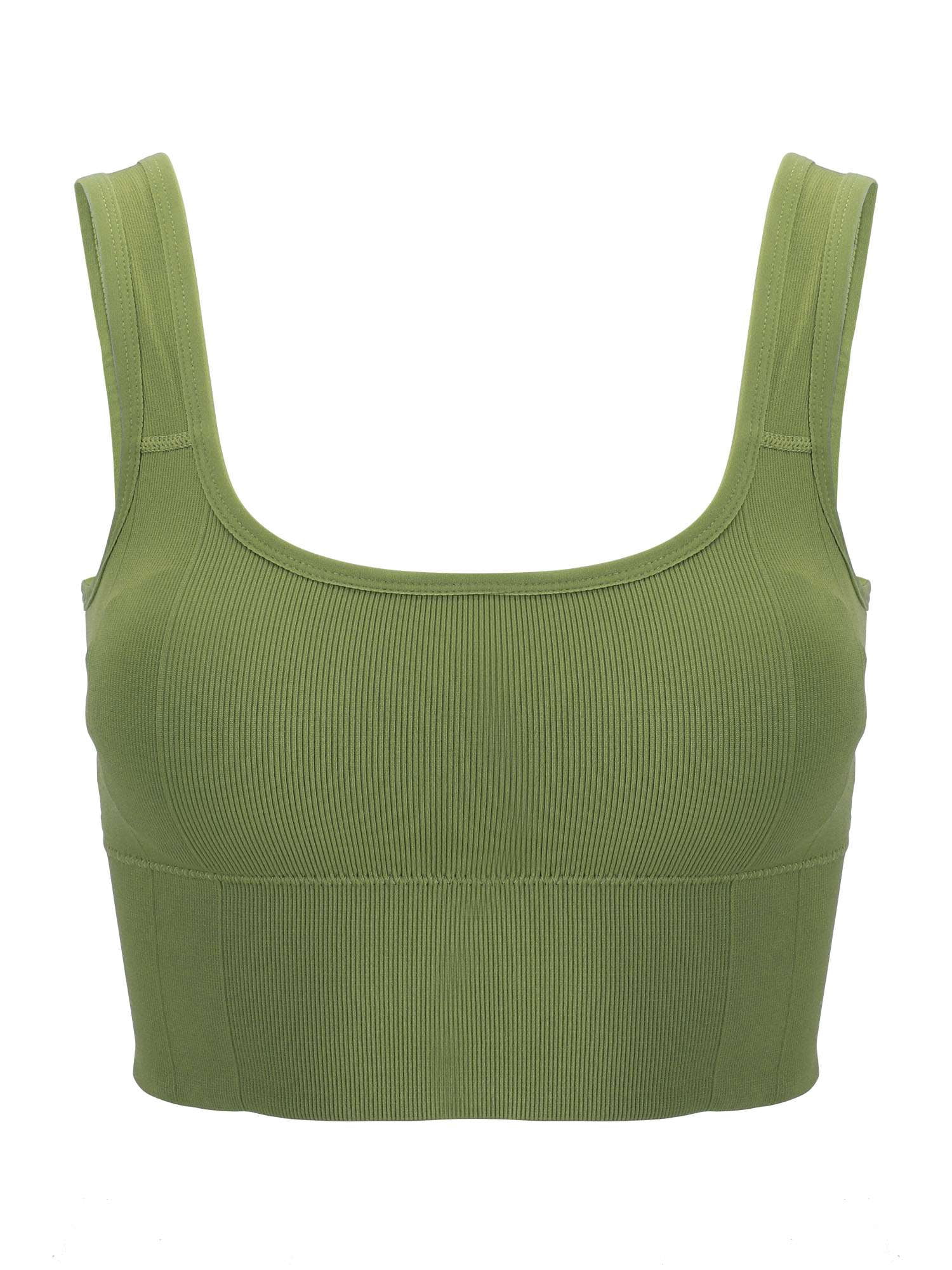 BadPiggies Women's Comfy Cami Bra Crop Top Wirefree Seamless Yoga Bralette Longline Padded Lounge Bra Pullover Sleep Bra (S/M, Green)