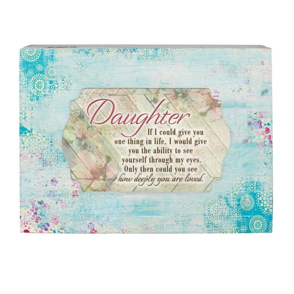 Daughter You Are Loved Aqua Medallion Decoupage Music Box Plays You Are My Sunshine