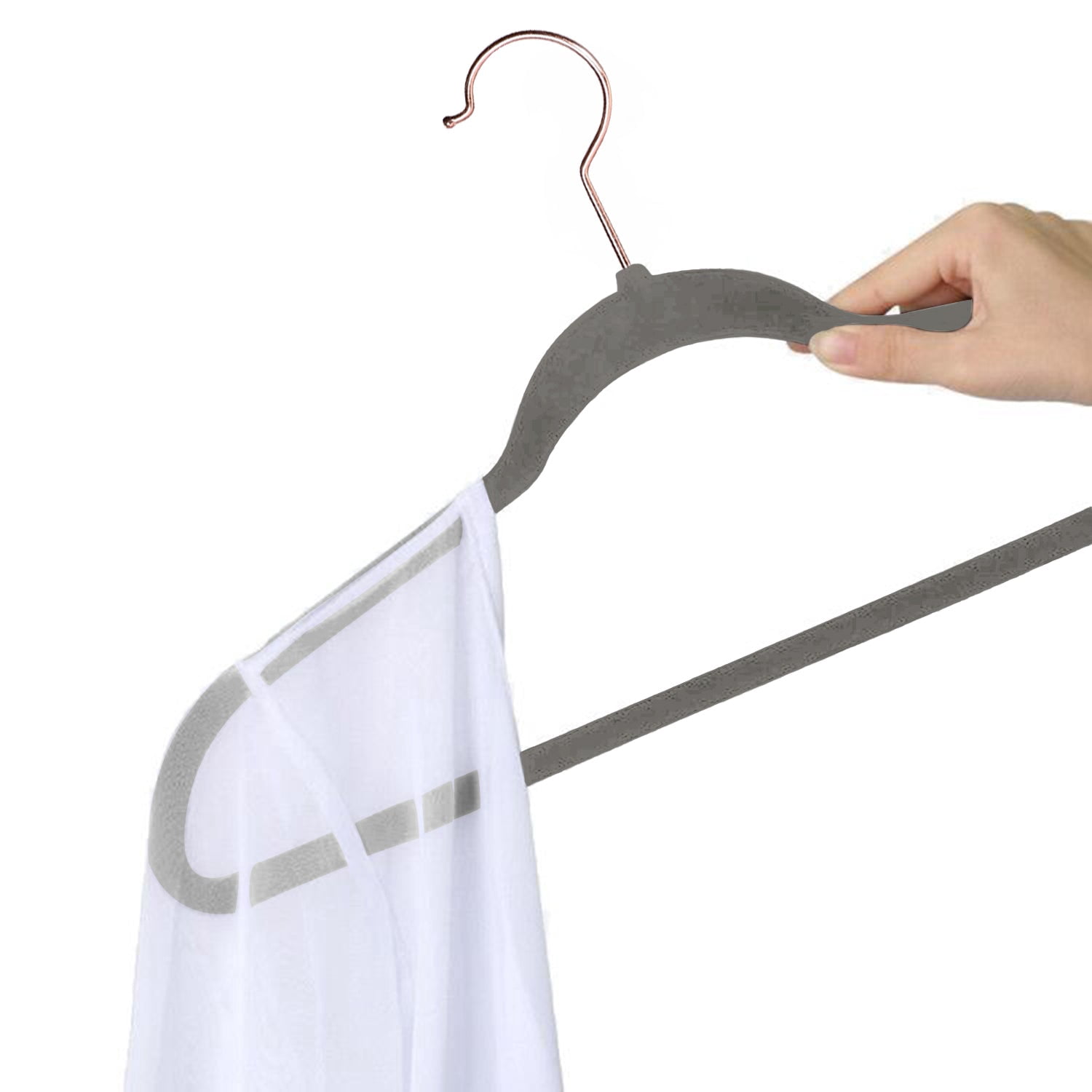 VECELO 25 Pack Velvet Non-Slip Heavy Duty Adult Hangers with 360° Swivel Hook, Ultra-Thin Space Saving Clothes Organizer for Coats Shirts Dresses Closet Storage-Grey