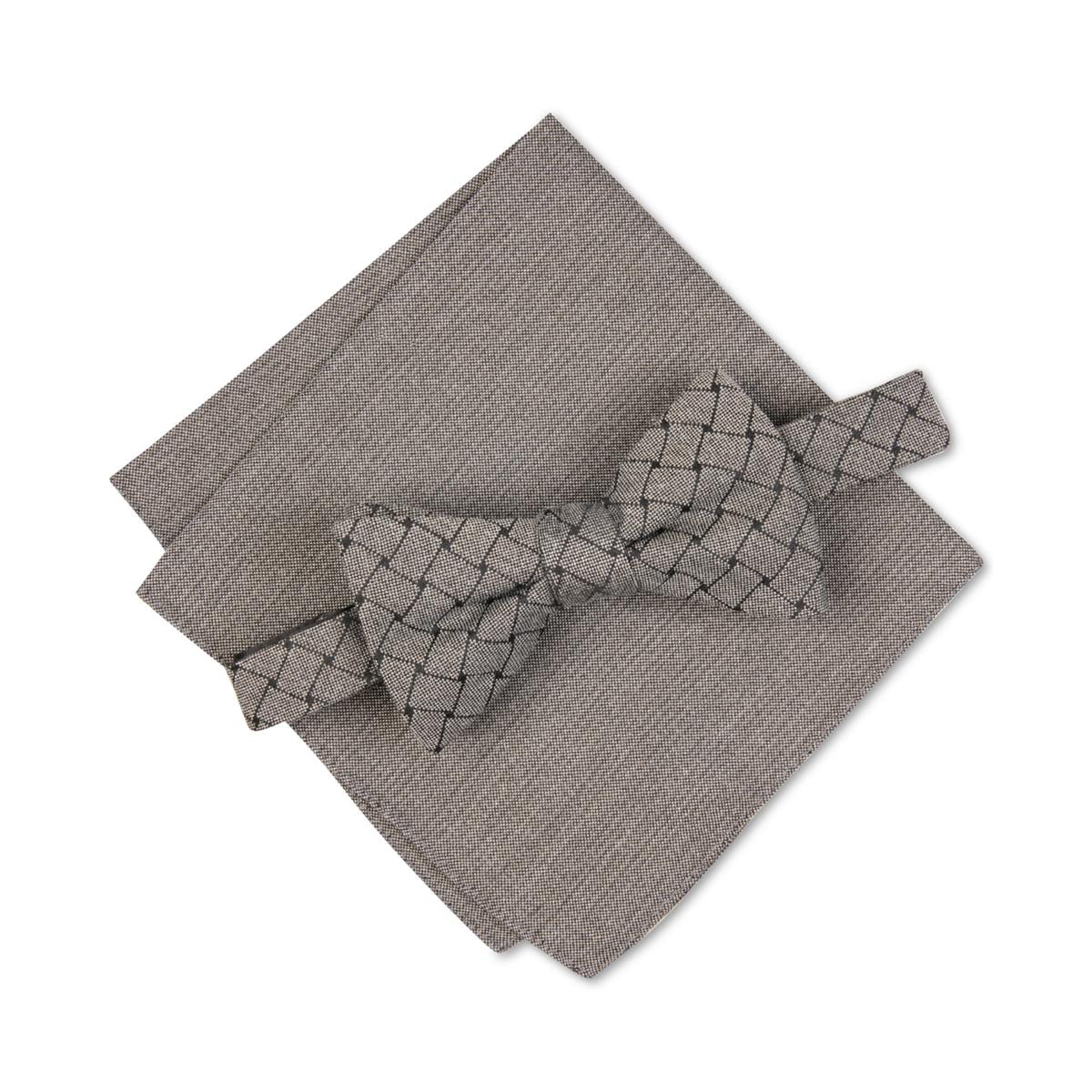 Men's Micro Woven Pre-Tied Tie With Rhinestone And Pre Folded Pocket Square 