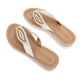thumbnail image 5 of Qarigey 1 par de sandalias de tacón plano de verano para mujer, separador de dedos con hojas de perlas, zapatillas con correa en T, zapatos de Calzado, 5 of 6