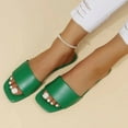 thumbnail image 5 of hopeusnice Womens Low Heel Round Toe Sandals Flats Shoes Mules Shoes Open Toe Slip on Comfortable Beach Shoes Green 40, 5 of 6