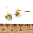 thumbnail image 3 of Clear Cubic Zirconia Heart Stud Earrings Long-Lasting Plated Brass Jewelry for Women Cadmium Free & Lead Free Real 18K Gold Plated 8x8mm Pin: 1mm, 3 of 5